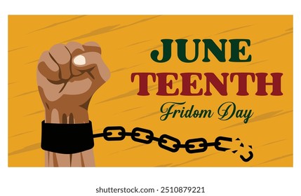 Juneteenth Emanzipation Day, Fist erhöhen die Zerreißkette. flache, moderne Vektorgrafik 