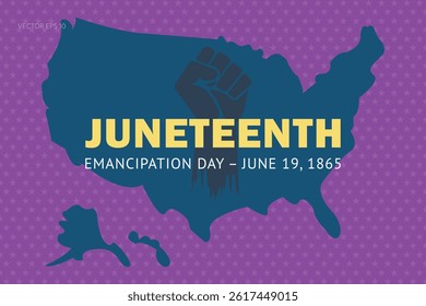 Juneteenth Emancipation Day with Raised Fist and Teal Map