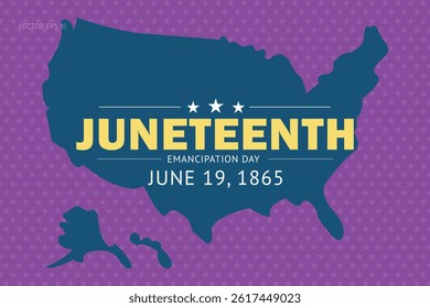 Juneteenth Emancipation Day with Teal Map and Stars