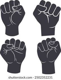 Juneteenth fist icon vector and Hand fist silhouette