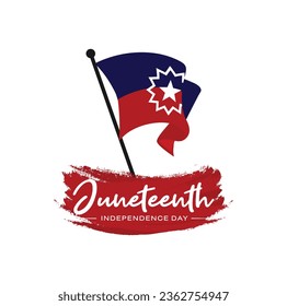 Juneteenth flag. Blue and red banner. Vector illustration.