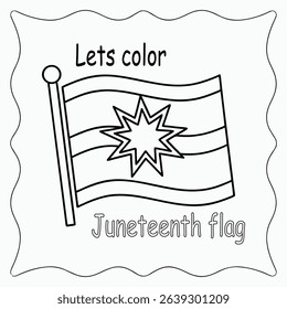 Juneteenth Flag Coloring Page for Kids, Celebrating African American Freedom