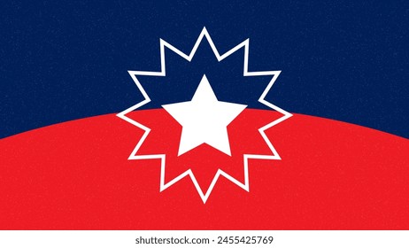 Juneteenth flag Freedom Day symbol since 1865. White star and surrounding star-burst on red and blue. African American black emancipation histiory sign USA. Vector illustration