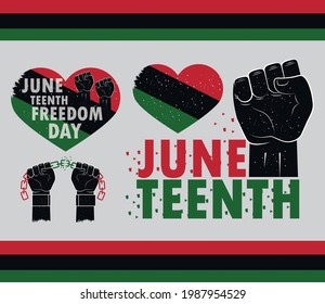 juneteenth flag heart raised hands