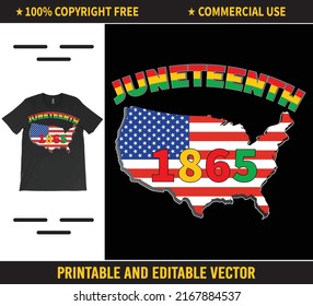 Juneteenth Flag June 19, 1865, Black History T-Shirt Vector, Black Lives Matter T-Shirt, Africa American Flag Vector.