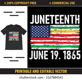 Juneteenth Flag June 19, 1865, Black History T-Shirt Vector, Black Lives Matter T-Shirt, Africa American Flag Vector.