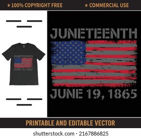 Juneteenth Flag June 19, 1865, Black History T-Shirt Vector, Black Lives Matter T-Shirt, Africa American Flag Vector.