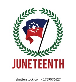 Juneteenth Flag with Olive Leaves icon. Design of Banner. Vector logo Illustration.