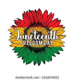 Juneteenth Flag Sunflower - Juneteenth Black Freedom Flag. Good for t shirt print, card, poster, mug, and other gift design.