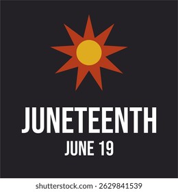 Juneteenth flower emblem vector design with date June 19 celebrating emancipation and justice