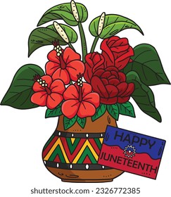 Juneteenth Flowers Cartoon Colored Clipart 