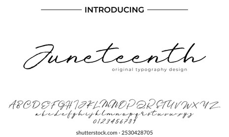 Juneteenth Font Stilvoller Pinsel gemalt ein Großbuchstaben, Vektorbuchstaben, Alphabet, Schrift