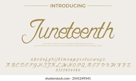 Fonte Juneteenth Pincel elegante pintado com letras maiúsculas vetoriais, alfabeto, fonte