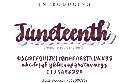Juneteenth Font Elegante pincel pintado con letras mayúsculas de Vector, alfabeto, tipografía