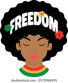 Juneteenth Freedom Afro Cartoon Colored Clipart 