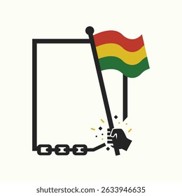Juneteenth Freedom Concept Vector with Broken Chains and Flag. Great for Juneteenth or human rights themes.