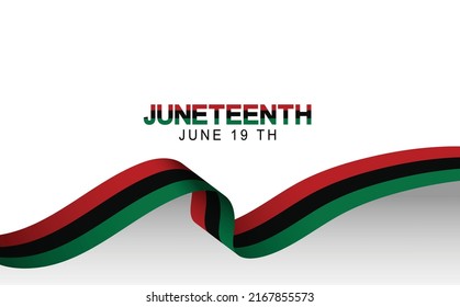 Juneteenth Freedom Day 1865 Black History African American Flag Wave Banner Brush Stroke Effect Concept Abstract Background Vector Illustration