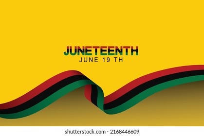 Juneteenth Freedom Day 1865 Black History African American Flag Wave Banner Brush Stroke Effect Concept Abstract With Yellow Background Vector Illustration