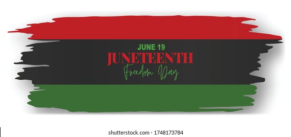 Juneteenth Freedom Day. 19 June African American Emancipation Day. Annual American holiday. Black, red, and green banner or header background with lettering. Vector illustration.