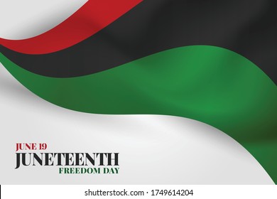 Juneteenth Freedom Day. 19 June African American Emancipation Day. Annual American holiday. Black, red, and green banner background with lettering. Vector illustration.