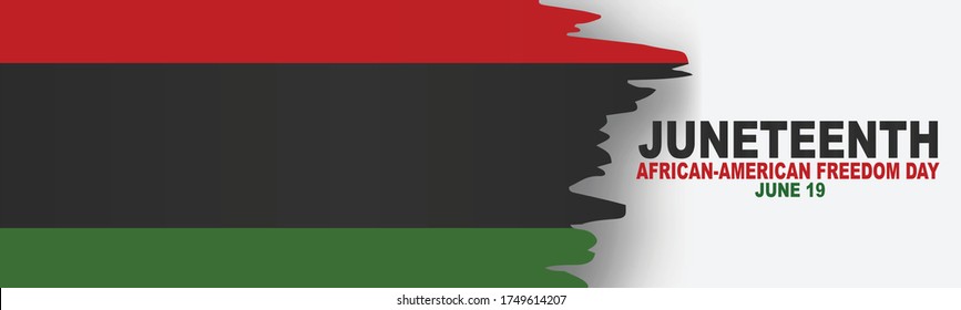 Juneteenth Freedom Day. 19 June African American Emancipation Day. Annual American holiday. Black, red, and green banner or header background with lettering. Vector illustration.