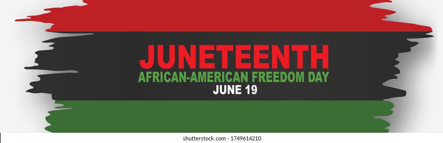 Juneteenth Freedom Day. 19 June African American Emancipation Day. Annual American holiday. Black, red, and green banner or header background with lettering. Vector illustration.