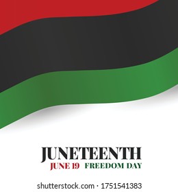 Juneteenth Freedom Day. 19 June African American Emancipation Day. Annual American holiday. Black, red, and green banner background with lettering. Vector illustration.