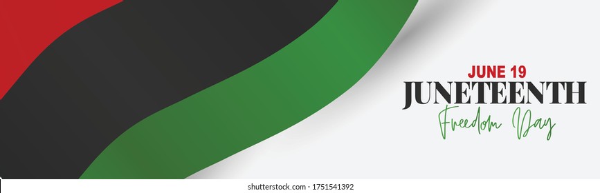 Juneteenth Freedom Day. 19 June African American Emancipation Day. Annual American holiday. Black, red, and green banner or header background with lettering. Vector illustration.