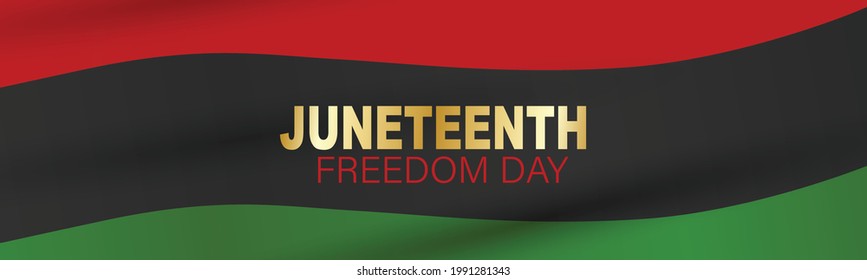 Juneteenth Freedom Day. 19 June African American Emancipation Day. Black, red, and green banner background with lettering. Vector illustration.