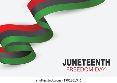 Juneteenth Freedom Day. 19 June African American Emancipation Day. Black, red, and green banner background with lettering. Vector illustration.