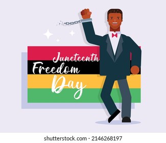 Juneteenth Freedom Day 19 June black people man poster vector background