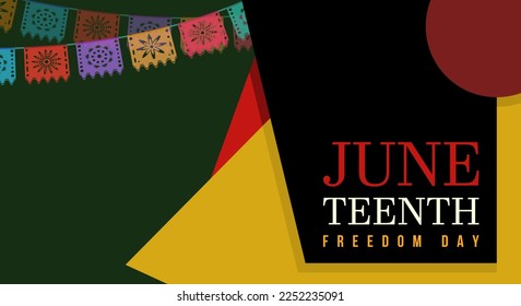 Juneteenth Freedom Day abstract vector illustration. Geometric background shape. Vector banner for ads, presentation, social media, poster with copyspace area and ornament.