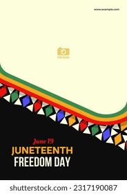 Juneteenth Freedom Day abstract vector illustration. Geometric poster shape. Vector background for ads, social media, card, banner. june 19