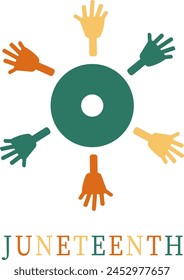 Juneteenth Freedom Day Abstract Vector logo with circular hand shape, for Juneteenth celebration logo
