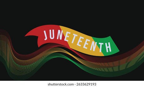 Juneteenth Freedom Day Abstract Vector Illustration With Ribbon And Wireframe
