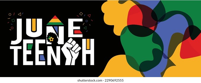 Diseño de tiografía de fondo abstracto del Día de la Libertad del 19 de junio. Cartel, afiche, tarjeta de felicitación. Ilustración vectorial.