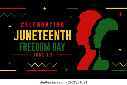 Juneteenth Freedom Day. African American Independence Day. Juneteenth holiday banner 2025. Vector illustration	