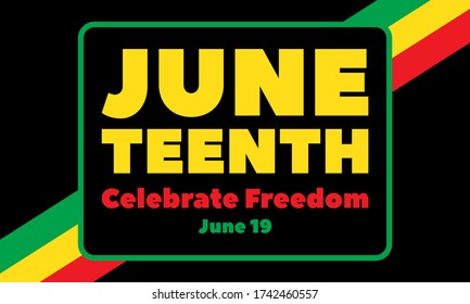 Juneteenth Freedom Day. African-American Independence Day, June 19. Juneteenth Celebrate Black Freedom. T-Shirt, banner, greeting card design. Vector ilustration. EPS 10