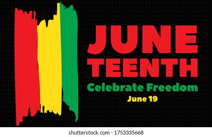 Juneteenth Freedom Day. African-American Independence Day, June 19. Juneteenth Celebrate Black Freedom. T-Shirt, banner, greeting card design. Vector ilustration. EPS 10