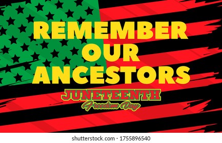 Juneteenth Freedom Day. African-American Independence Day, June 19. Juneteenth Celebrate Black Freedom. T-Shirt, banner, greeting card design. Vector ilustration. EPS 10