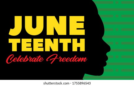 Juneteenth Freedom Day. African-American Independence Day, June 19. Juneteenth Celebrate Black Freedom. T-Shirt, banner, greeting card design. Vector ilustration. EPS 10