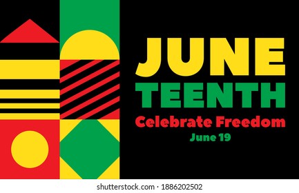 Juneteenth Freedom Day. African-American Independence Day, June 19. Juneteenth Celebrate Black Freedom. T-Shirt, banner, greeting card design. Vector ilustration. EPS 10