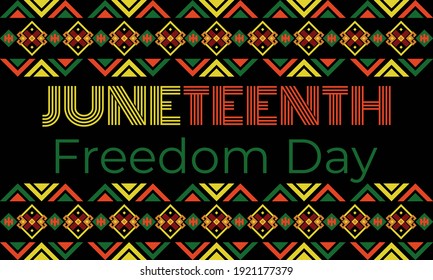 Juneteenth Freedom Day. African-American Independence Day, June 19. Juneteenth Celebrate Black Freedom. T-Shirt, banner, greeting card design. Vector ilustration. EPS 10