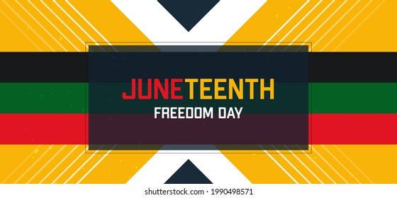 Juneteenth Freedom Day. African-American Independence Day. Vector yellow abstract banner with flag symbol