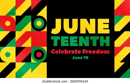 Juneteenth Freedom Day. African-American Independence Day, June 19. Juneteenth Celebrate Black Freedom. T-Shirt, banner, greeting card design. Vector ilustration. EPS 10