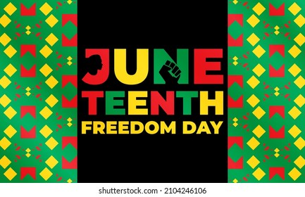 Juneteenth Freedom Day. African-American Independence Day, June 19. Juneteenth Celebrate Black Freedom. T-Shirt, banner, greeting card design. Vector ilustration. EPS 10
