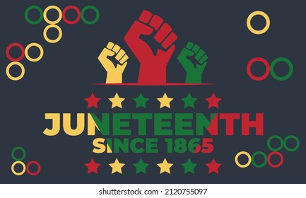 Juneteenth Freedom Day. African-American Independence Day, June 19. Juneteenth Celebrate Black Freedom. T-Shirt, banner, greeting card design. Vector ilustration. EPS 10