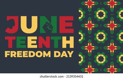 Juneteenth Freedom Day. African-American Independence Day, June 19. Juneteenth Celebrate Black Freedom. T-Shirt, banner, greeting card design. Vector ilustration. EPS 10