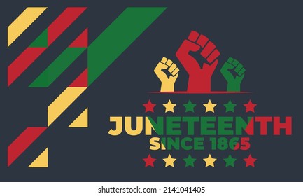 Juneteenth Freedom Day. African-American Independence Day, June 19. Juneteenth Celebrate Black Freedom. T-Shirt, banner, greeting card design. Vector ilustration. EPS 10