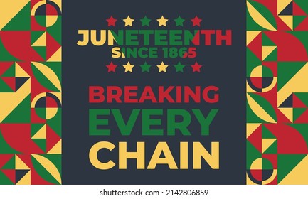 Juneteenth Freedom Day. African-American Independence Day, June 19. Juneteenth Celebrate Black Freedom. T-Shirt, banner, greeting card design. Vector ilustration. EPS 10